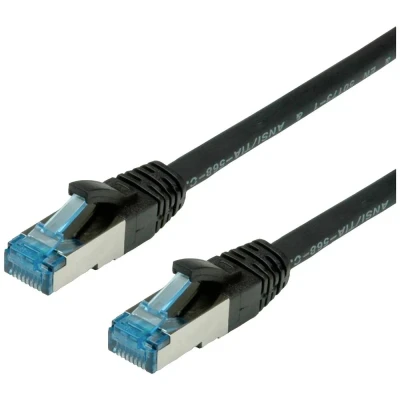 Immagine di Value 21.99.1967 RJ45 cavo di rete, patch CAT 6A S/FTP 10.00 m Nero doppia schermatura, Privo alogeni, Ritardante fiamma 1 pz.
