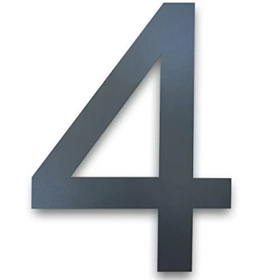 Immagine di MOLVCE numero civico in acciaio inox Altezza: 20 cm, Moderna targhetta esterno RAL 7016 antracite, spessore 2 mm, metallo di strada Arial, 4