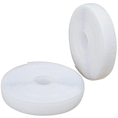 Immagine di Aerzetix C65887 Nastro/rotolo di scratch 20mm 5 metri auto aggrappante organizer/fermacavo striscia aggancio sacchetto indumento cinghia colore: bianco in poliammide e poliestere