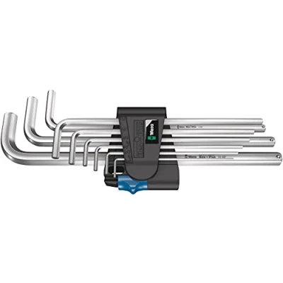 Immagine di 950/9 Christmas Hex Plus HF 1 Set di 9 chiavi angolari metriche, cromate, colore: Nero