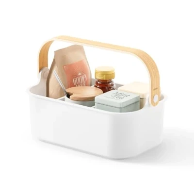 Immagine di Umbra Bellwood Contenitore impilabile con divisori rimovibili, 28 x 17 cm, colore: Bianco/Naturale