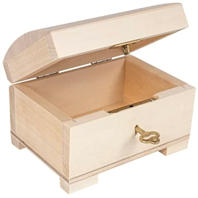 Immagine di Creative Deco Piccola Scatola Legno con Serratura 10.6 x 7.5 cm Coperchio Arrotondato e Chiave Scatole Cassetta Conteniore Portaoggetti Portagiochi Cofanetto Perfetta per Decoupage
