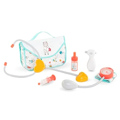 Immagine di Corolle Set medico grande, 6 pezzi, sfigmomanometro siringa, stetoscopio con funzione, per tutte le bambole da 30 a 42 cm, dai 18 mesi in su