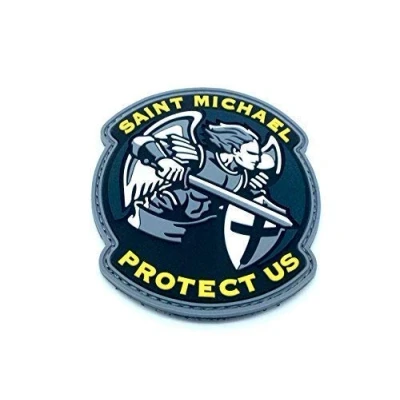 Immagine di Saint Michael Protect Us Crusader Blu Airsoft Patch PVC Toppa