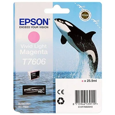 Immagine di Epson T7606 Killer Whale Vivid Light Cartuccia d&#039;inchiostro magenta capacità standard 26ml