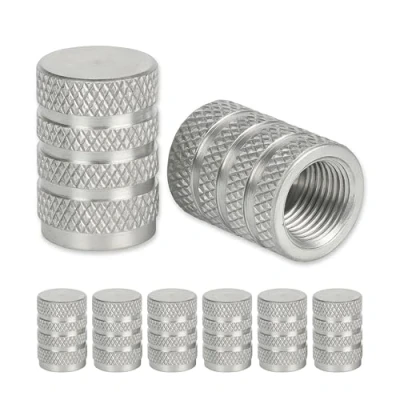 Immagine di Tappo valvola in Alluminio, 8 pezzi, Argento, tappi copripolvere con guarnizione per valvole auto, moto, rimorchi, biciclette, tappino bici, cappuccio valvola, pneumatici auto