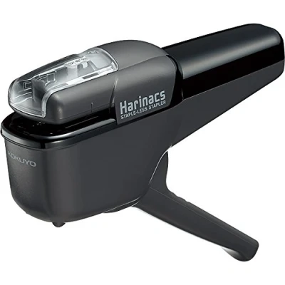 Immagine di Harinacs, cucitrice giapponese Kokuyo senza punti, capacità massima di 10 fogli, colore nero, SLN MSH110D