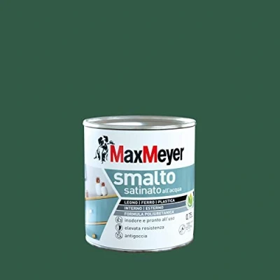 Immagine di Maxmeyer Smalto All&#039;Acqua Poliuretanico Satinato Verde Scuro 0,75 L