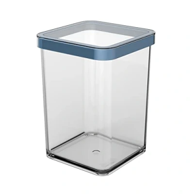 Immagine di Rotho Loft Square Barattolo da 1 l con coperchio e guarnizione, plastica (SAN), senza BPA, blu/trasparente, (10 x 10 14,2 cm)