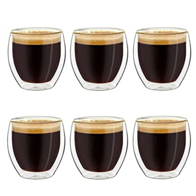 Immagine di Creano bicchieri espresso doppia parete 100 ml, tazzine moka, termici effetto flottante Set 16: 6x 100ml 6 pezzi (confezione da 1)