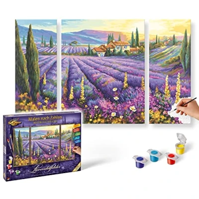 Immagine di Schipper Lavender Fields (Tryptych) Dipingi per Numero, Multicolore, NOR26048