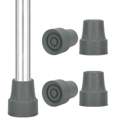 Immagine di supregear Punte in Gomma (Confezione da 4), 19 mm Antiscivolo con Inserti Metallo Accessori per Bastone Passeggio, Grigio