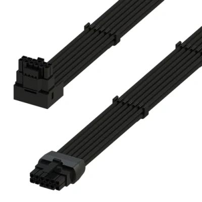 Immagine di LINKUP Cavo di Alimentazione ad Alta Corrente PCIE 5.0 16Pin (12+4) AVA con Angolo Destro 600W Molded &amp; Soldered Type 16AWG Sleeved Compatibile RTX4000 RTX3000 FE 70cm Nero