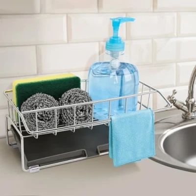 Immagine di Euqvunn Porta Spugne Lavello Cucina, Organizer Acciaio Inossidabile Portaspugne per Appendi Strofinacci Organizzatore Cucina Stracci