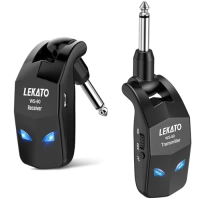 Immagine di LEKATO Ricevitore Trasmettitore Wireless per Chitarra 2.4GHz Cavo Runtime 8H Dispositivo Ricaricabile Basso Digitale Basso(WS80)