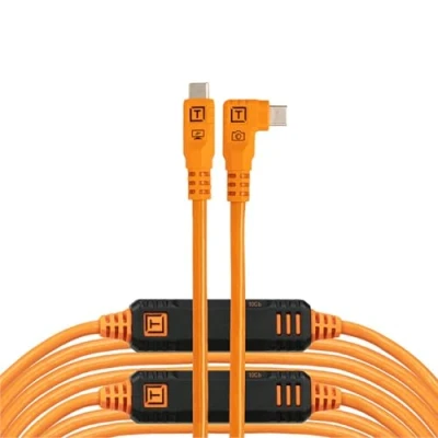 Immagine di Tether Tools TetherPro Optima 10G Cavo USB esclusivo per trasferimento dati, 9,4 m, ad angolo retto, colore: Arancione