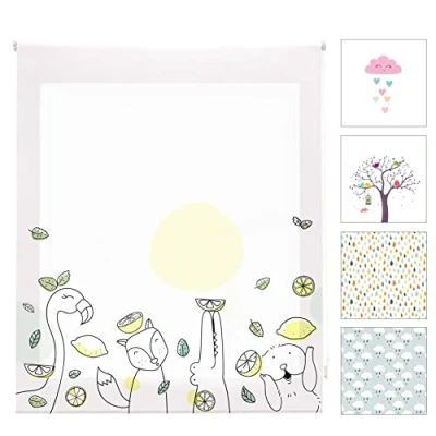 Immagine di Blindecor Digital Kids Tenda avvolgibile traslucida con stampa digitale Modello Zoolime 130 x 180 cm (larghezza per altezza), dimensioni del tessuto 127 175 Tende finestre