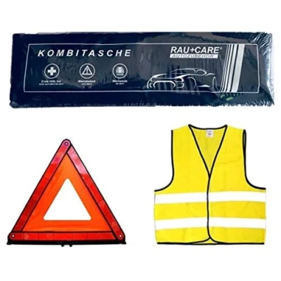 Immagine di Tuningmods Kit di Emergenza Auto 3 in 1 Set con Gilet Riflettente, Primo Soccorso, Triangolo Avvertimento