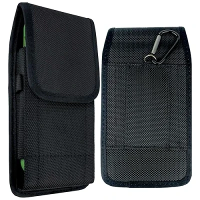 Immagine di MyGadget Custodia da Cintura per Telefono [ Fino a 6,3 Pollici ] Porta Cellulare con Moschettone Utilizzabile Orizzontalmente o Verticalmente Nero