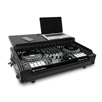 Immagine di Audibax PRO 1000 Flight Case Custodia per Controller Pioneer DDJ con Laptop da Scrivania Il Mixaggio Ruote e Maniglia Supporto PC Recesso Interni in Schiuma