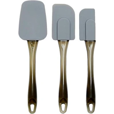 Immagine di Amazon Basics Rettangolare Spatole in silicone, set da 3 pezzi, Grigio, 16.5 cm