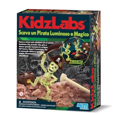 Immagine di KidzLabs Scava un pirata luminoso, scopri uno scheletro pirata, kit di apprendimento divertente per bambini dai 5 anni in su