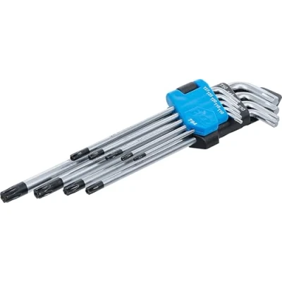 Immagine di Juego de llaves acodadas extra largas perfil en T (para Torx) con perforación T10 T50 9 piezas