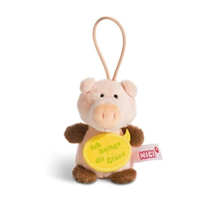 Immagine di NICI 44869 Ciondolo a forma di maiale con scritta Ich bringe dir Glück, 8 cm, colore: rosa/marrone
