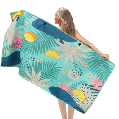 Immagine di asciugamano da sauna 90 x 180 cm, bagno in cotone di alta qualità, grande compatto e ad asciugatura rapida, per spiaggia, campeggio, nuoto, bagno, viaggi all&#039;aperto