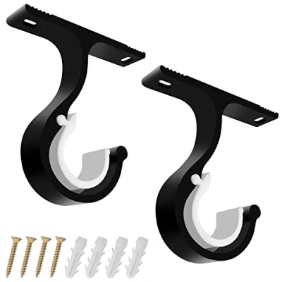 Immagine di Colexy 2 Pezzi Staffa per Bastone Tende Supporto in Metallo, Asta Tenda Doppia con Viti Appendere Bastoni al Soffitto (Nero)