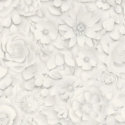 Immagine di Rasch carta da parati 200225 in bianca e grigia con fiori effetto 3D, 10,05 m x 0,53 (lunghezza larghezza)