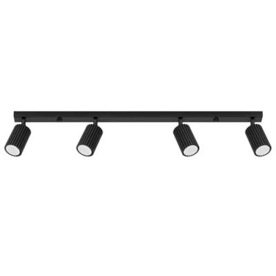 Immagine di SOLLUX LIGHTING Faretto da soffitto in carbonio, nero, lunghezza 81 cm, alluminio, a 4 luci.
