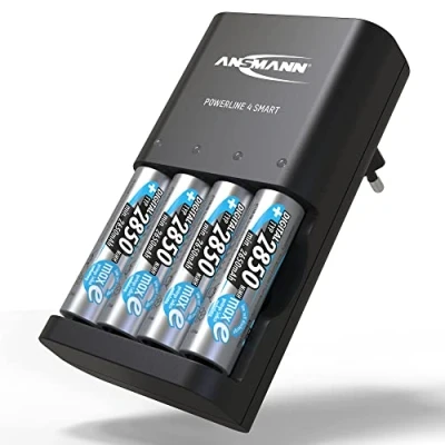 Immagine di Ansmann caricabatterie &quot;Powerline 4 Smart&quot; per 1 AA e AAA batterie ricaricabili tra cui 4x NiMH 2850 batteria NiCd con monitoraggio singolo slot