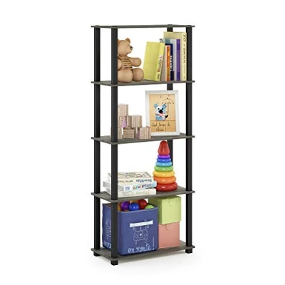 Immagine di Furinno Turn S Tube Espositore multiuso a 5 livelli con tubi quadrati, rovere francese/nero