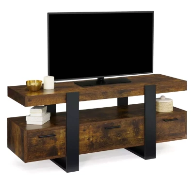 Immagine di Supporto TV PHOENIX da 116 cm con cassetti in legno effetto invecchiato e nero IDMarket
