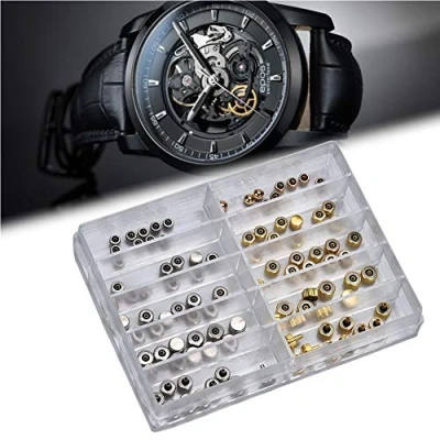 Immagine di Salmue Pezzi di Ricambio della Corona dell&#039;orologio 100pcs / Scatola, Rame d&#039;Argento del Bronzo Assorted Orologio Accessori delle Parti Kit Riparazione