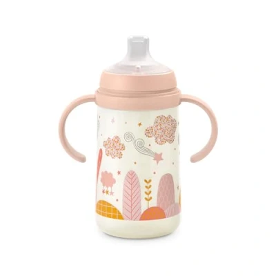 Immagine di Suavinex, Tazza Apprendimento con Beccuccio e Manici in Silicone, Biberon Manici, Sistema Anticoliche, Coperchio Protettivo, Bicchiere Antigoccia, 270 ml, per Bambini dai 6 Mesi Su, Rosa