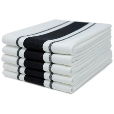 Immagine di Sticky Toffee Asciugamani da Cucina in Cotone 100% Set di 5 50 x 70 cm Nero Assorbente Vetro Bar Ristorante