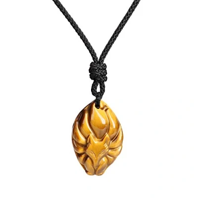 Immagine di COAI Collana Unisex con Pendente Volpe a Nove Code in Occhio di Tigre Laccio Regolabile
