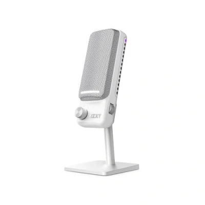 Immagine di NZXT Capsule Elite Microfono USB a condensatore professionale per Gaming, Streaming, Podcast e Registrazione Audio di qualità studio Sistema posizionamento regolabile Software DTS Bianco