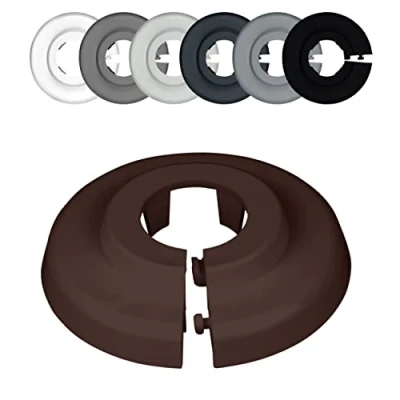 Immagine di FUX® 6 rosette per termosifone, 12mm 35mm, Bianco Grigio Nero Marrone copertura tubi, di copertura, copri tubi riscaldamento, radiatori (22mm, noce 8011)