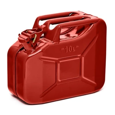 Immagine di BW© Tanica per carburante in metallo, 10 litri, colore rosso, RAL 3000, certificata TÜV e approvazione ONU, Made Europe