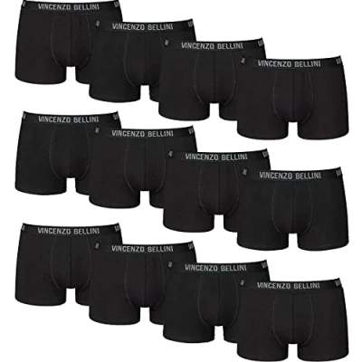 Immagine di Vincenzo Bellini Confezione da 8/12 boxer uomo, Hipster, comodi e traspiranti, in cotone, basic, Nero 12 pezzi., S