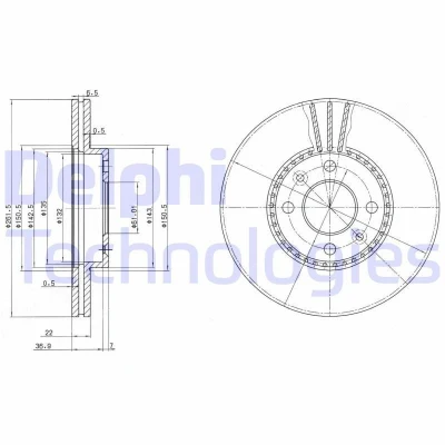 Immagine di DELPHI BG2693 Disco freno 262 22 4 ventilato Oleato non trattato senza cuscinetto ruota, anello sensore ABS RENAULT: MEGANE 1 Coach