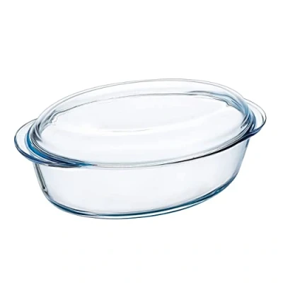 Immagine di Pyrex 4937386 Cocotte ovale 3 L con coperchio 1L, Vetro borosilicato, Trasparente, 33 x 20 10 cm