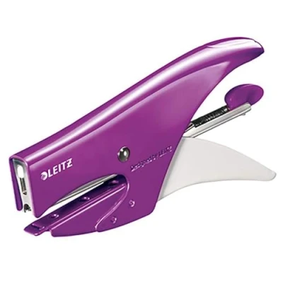 Immagine di Leitz Cucitrice a Pinza, Capacità fino 15 Fogli, Design Ergonomico in Metallo, Include Punti, Gamma WOW, Blister, Viola