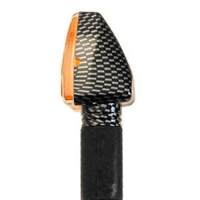 Immagine di one by Camamoto coppia kit frecce (cod. 77206002L set indicatori lampada arrow carbon look gambo lungo omologate CE attacco universale compatibile con moto scooter cafe race motard enduro quad)