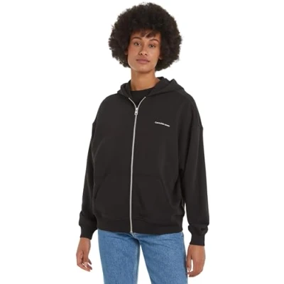 Immagine di Calvin Klein Jeans Diffused ZIP Through Felpa con zip, Donna, Taglia: Medium, Black