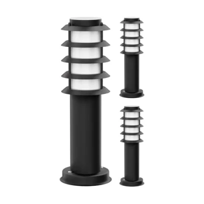 Immagine di ledscom.de 3 pezzi bitta luminosa PORU per esterni, IP44, griglia, 39cm, nero, incl. lampada E27 471lm, bianco extra caldo