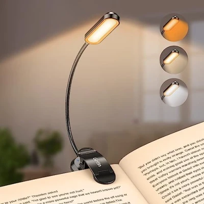 Immagine di Gritin 11 LEDs Luce da Lettura, Lampada Lettura con Clip Ricaricabile 3 Modalità di Temperatura Colorei, Lunga Durata, 360Flessibile per Lettori